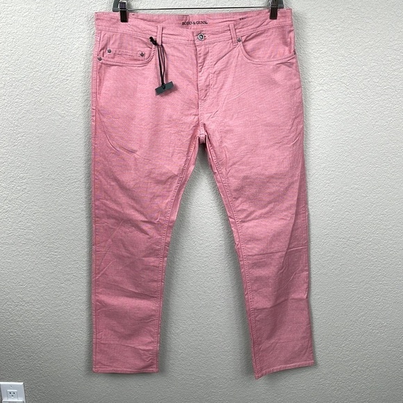 New Rodd & Gunn Straight Fit Jean Pants Coral Red Lived In Washed Sz 38 - Picture 4 of 15